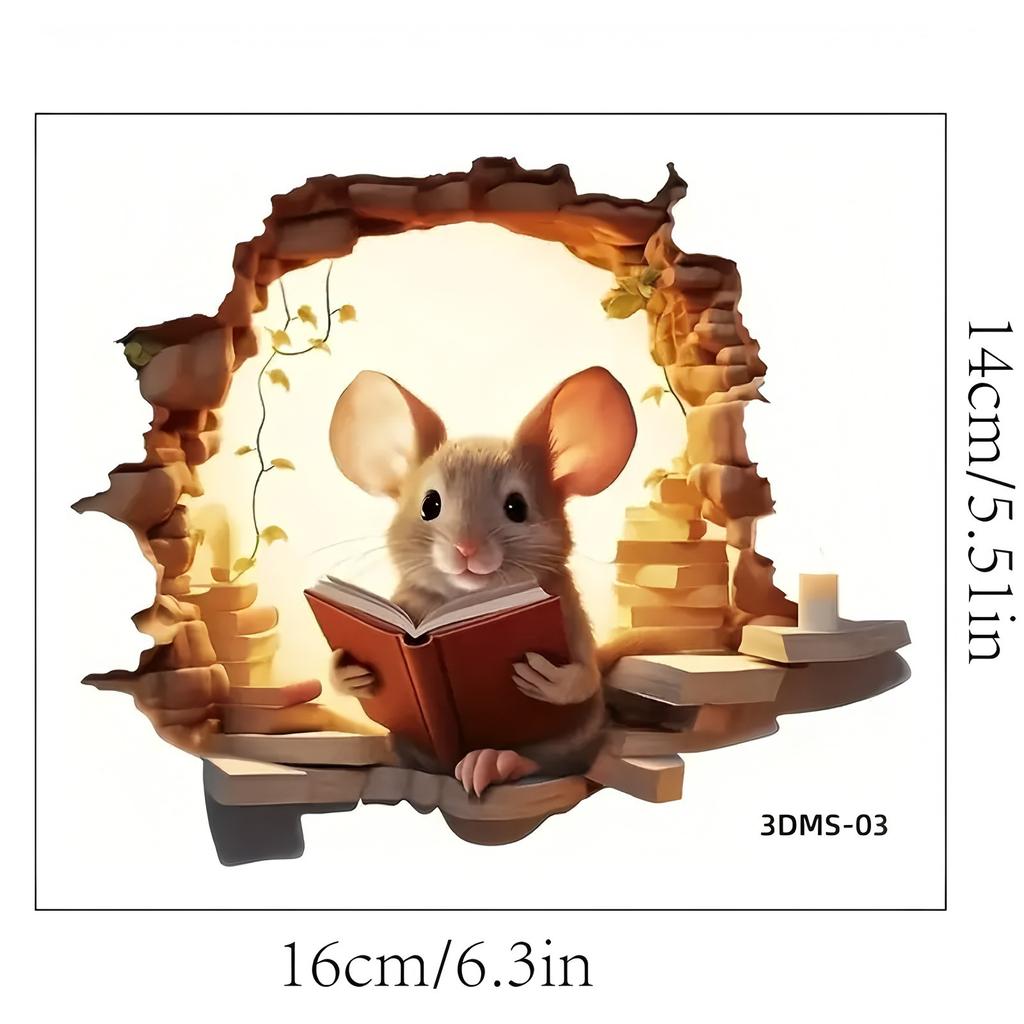 1PC Creative Wall Sticker Mouse Cave Pattern Self-Adhesive Wall Stickers Bedroom Entryway Living Room Porch Home Decoration Wall Stickers