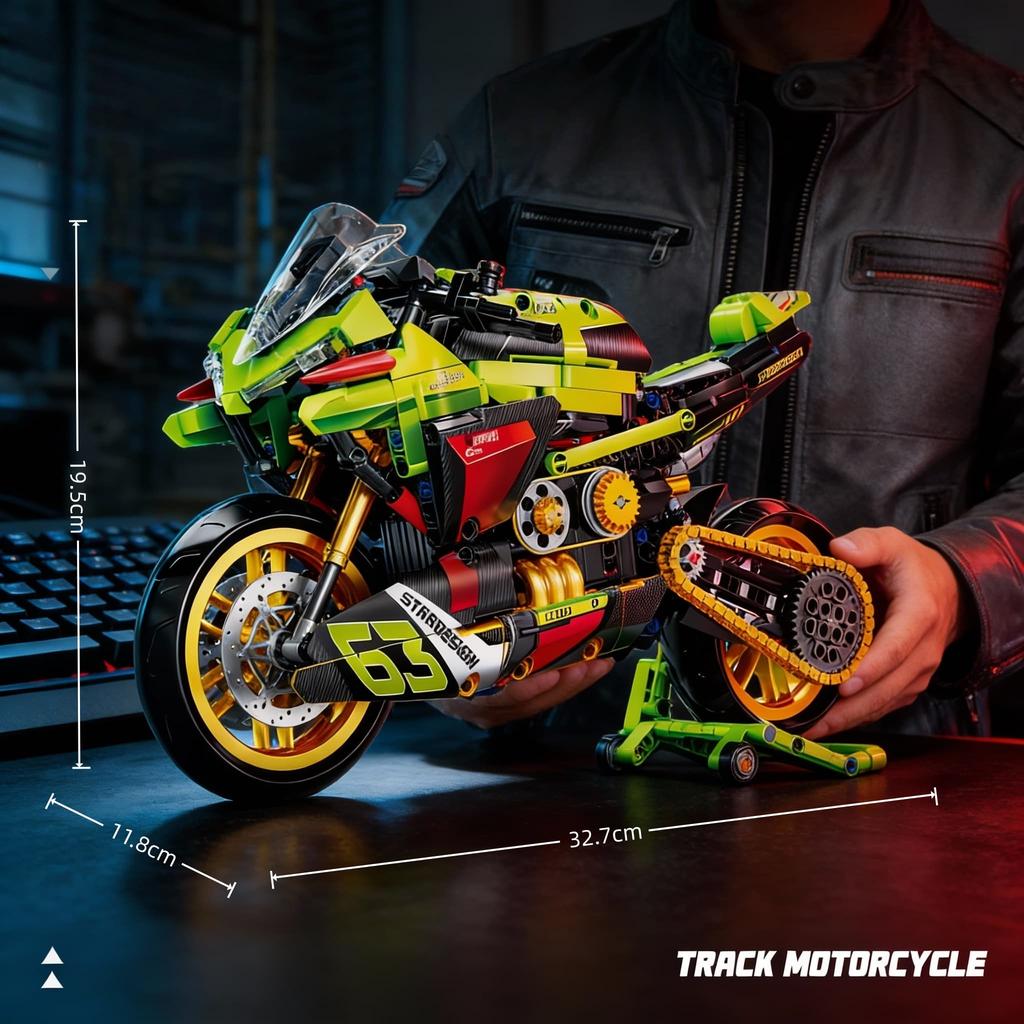 Hightech 1:8 Maßstab Motorrad Bausteine Stadt Motorrad Lokomotive Modulare Steine Modell Spielzeug Für Geschenke