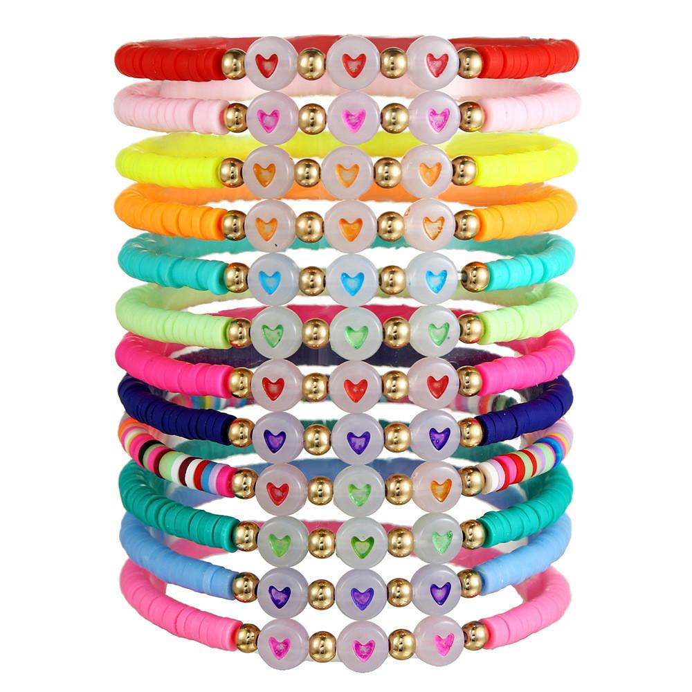 Boho-Armbänder Set Mit bunten runden geometrischen Acryl-Design Für Frauen