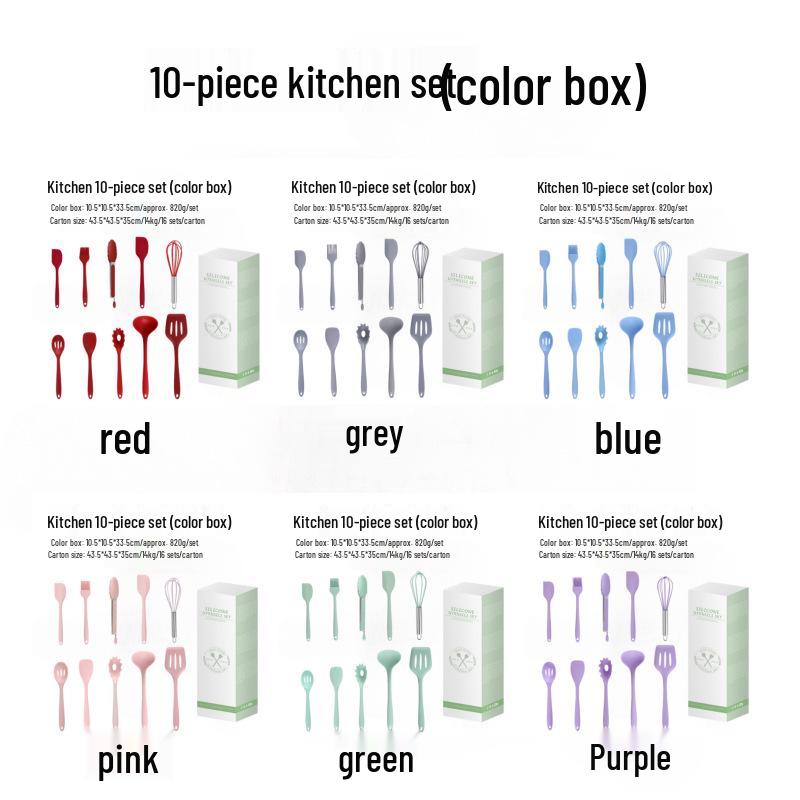 Silicone Kitchen Utensil Set: Ladle, Spatula, Scraper, Turner, Oil & Basting Brushes, Whisk, Tongs for Cooking & Baking.