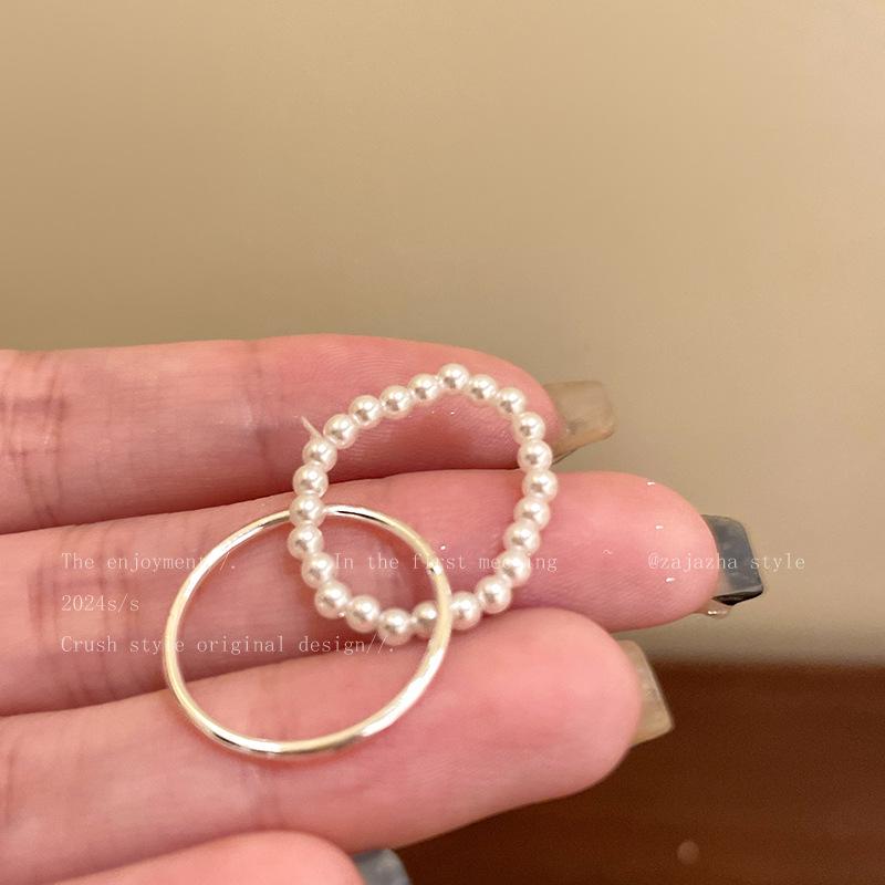 

Кольцо в виде таксы с жемчугом в корейском стиле: Штабелируемый, ретро, модный, универсальный, милый дизайн.