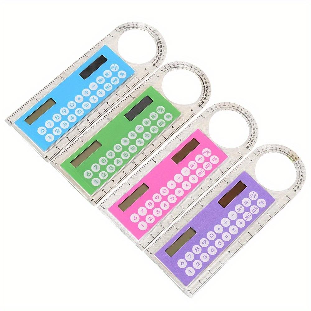 1pc High-Quality Solar Mini Calculator with 10cm Ruler - Colorful, Compact Multifunctional Arithmetic Tool for Students & Office Use,