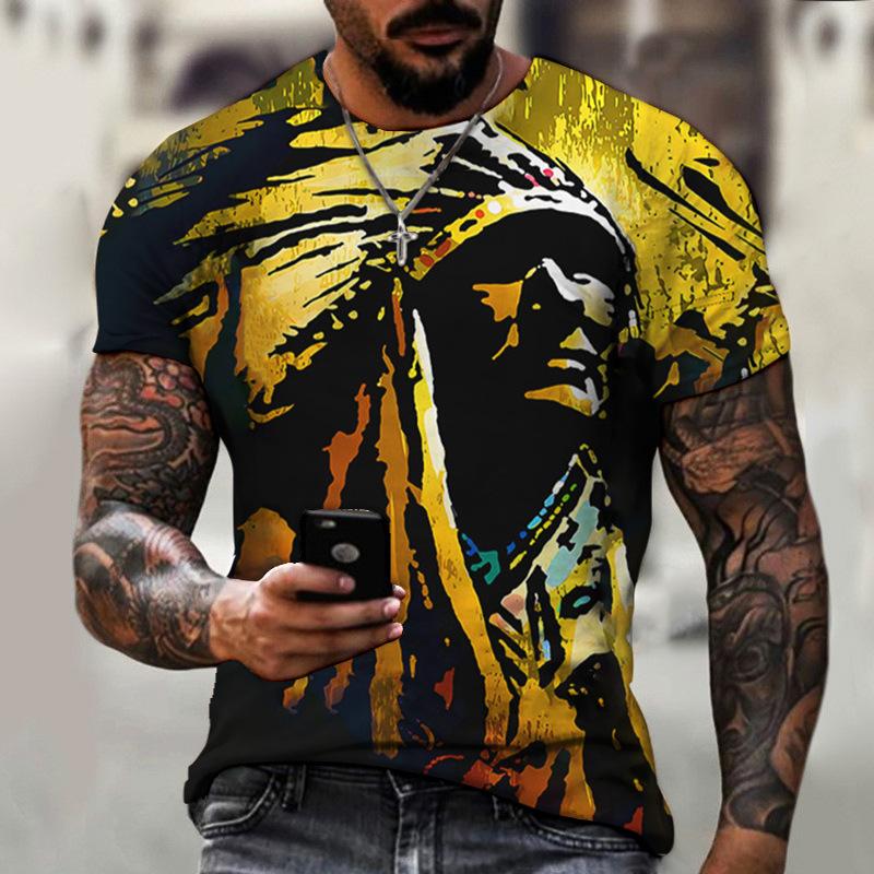 Vintage T Shirt For Men Graffiti Abstraction Short Sleeve Tops Street Hip Hop Men's T-shirts Oversized Tees Shirt Man Clothing