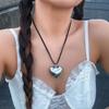 Silver Love Heart Aesthetic Necklace Fashion Simple Clavicle Chain Women Girls Velvets Rope Necklace Party Birthday Gift
