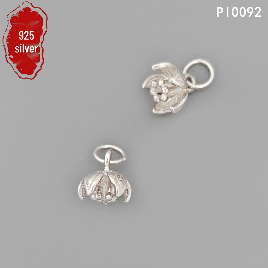 Handmade S925 Sterling Silver Lotus Seed Pod Charm for DIY Bracelets and Jewelry