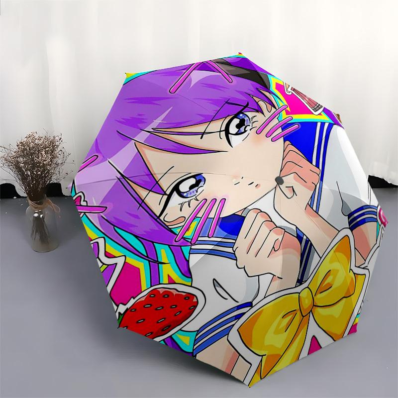 1pc Rainbow Cat Girl Outdoor Umbrella - Automatic Opening/Closing, Portable 3-Fold Design, Iron Frame, Festival Gift for Fans, Travelers, Daily U