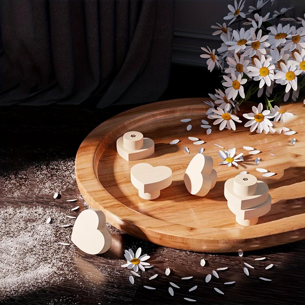 9 Stück Natürliche Herzförmige Holzschrankknöpfe, Handgefertigte Holzschubladenknöpfe für Möbelkommodenknöpfe, Beschläge Griffe(Mit Schrauben und Schraubendreher)