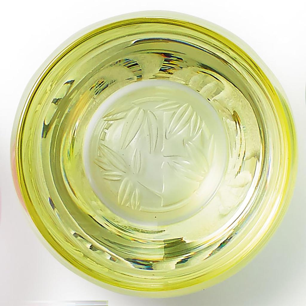 Otsuka Glass Edo Kiriko "Shochikubai" Sake Glass Set (3-Piece Set) - Approximately 95ml, Red, Green, and Yellow, Made in Japan, 18-778-5-A