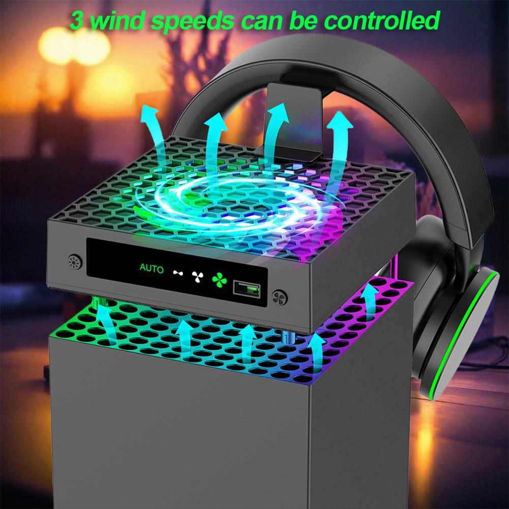 RGB-Lüfter mit 3 Geschwindigkeitsstufen, einstellbarer Lüfterkopf, USB-Anschluss, temperaturgesteuertes Kühlsystem für Xbox Series X