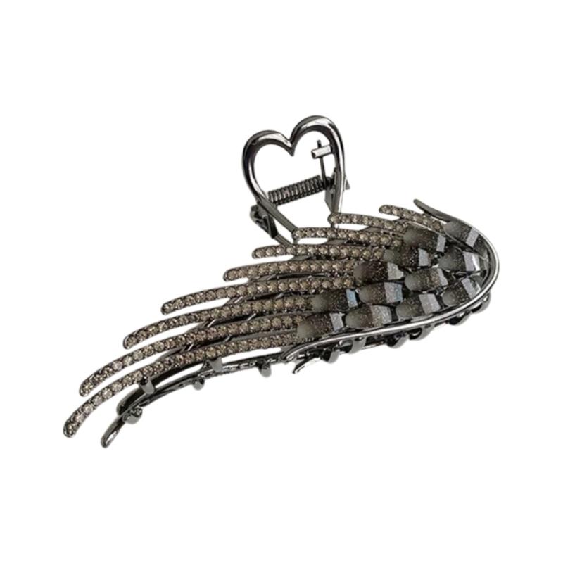 

Элегантная заколка-краб для волос в форме крыла со стразами для женщин и девочек, модный аксессуар для укладки волос на каждый день чёрный