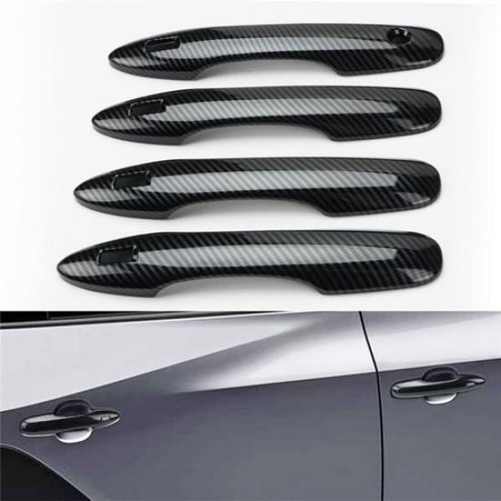 For Toyota bZ4X 2022 2023 2024 Carbon Fiber 4PCS Exterior Door Handle Cover Trim