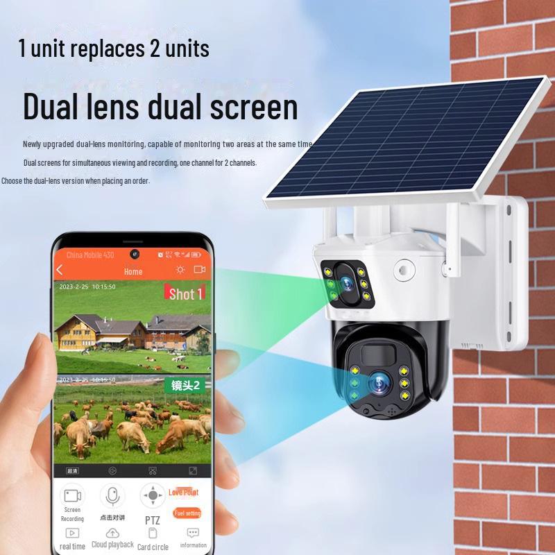 360° Solar Surveillance Camera - HD Night Vision, Remote Access, Wireless 4G for Outdoor Home Security.
