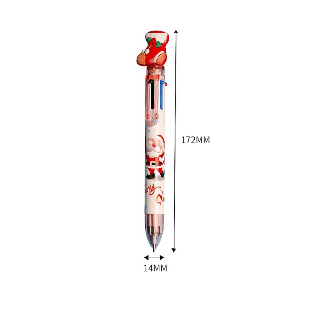 Decor Deer Merry Christmas Xmas Tree Stationery Santa Claus Six Color Pen Christmas Ballpoint Pen