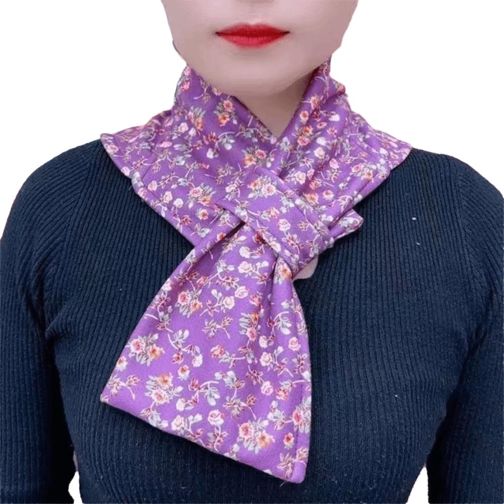 

Flower Print Neckerchief Velvet Fleece Neck Warmer Casual Neck Cover for Women 05
