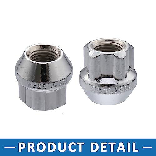 A ABSOPRO Wheel Lock Nuts Wheel Lock Lug Nuts Automotive Locking Nut Set M12x1.25 for Chevrolet, Trac Ker 1998-2004 Steel Silver Tone