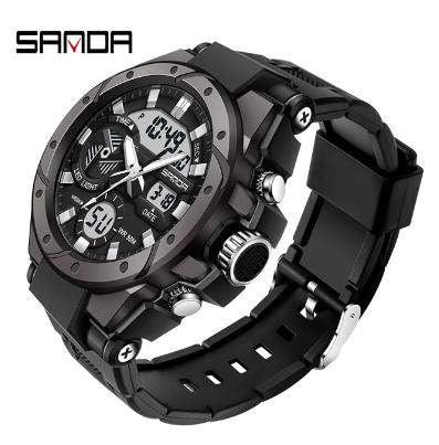SANDA 3313 Brand Watch Men Sport Alarm Clock Waterproof Wristwatches Original Brand Men's Wristwatch Quartz Digital Watches