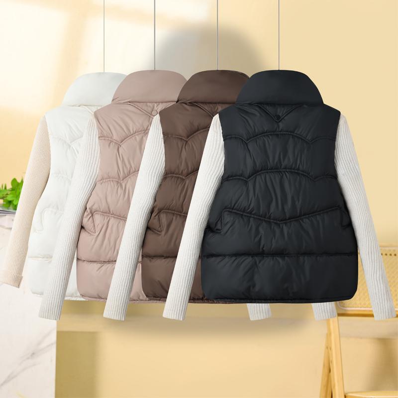 Mote Vinter Varm Vest Dame Ermeløs Parka Ståkrage Casual Tykk Damejakker