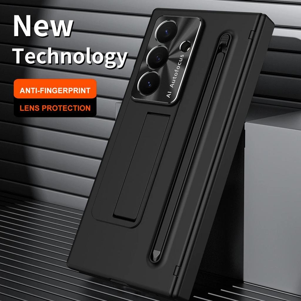 For Samsung Galaxy Z TriFold phone case, with tempered glass, integrated stand, with pen and pen slot, fingerprint-resistant