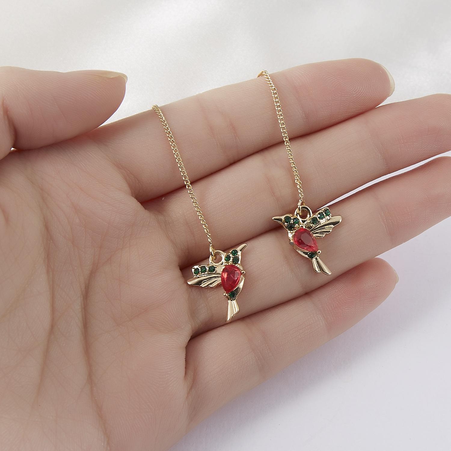 

Elegant Hummingbird Red Bird Threader Earrings – Versatile Fashion Jewelry