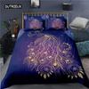 Peacock Duvet Cover Plum Blossom Decor Bedding Set King Size Crane Peacock Feather Floral Pattern Romantic Polyester Quilt Cover  Three-piece Set