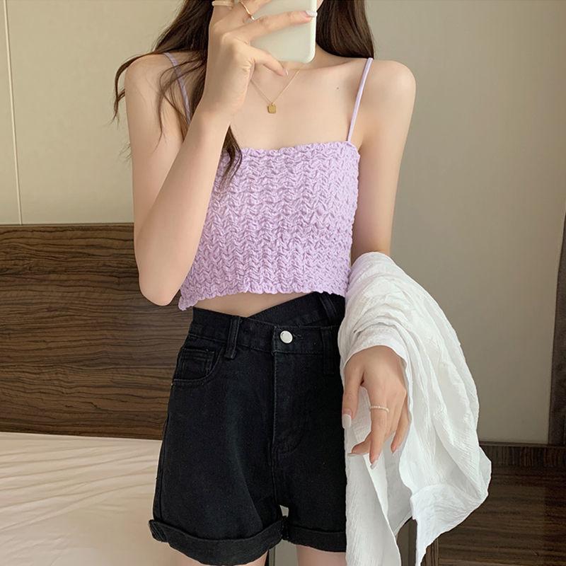 

Черный плиссированный короткий топ с грибковой кромкой и открытым пупком для женщин, летний топ на спине One size