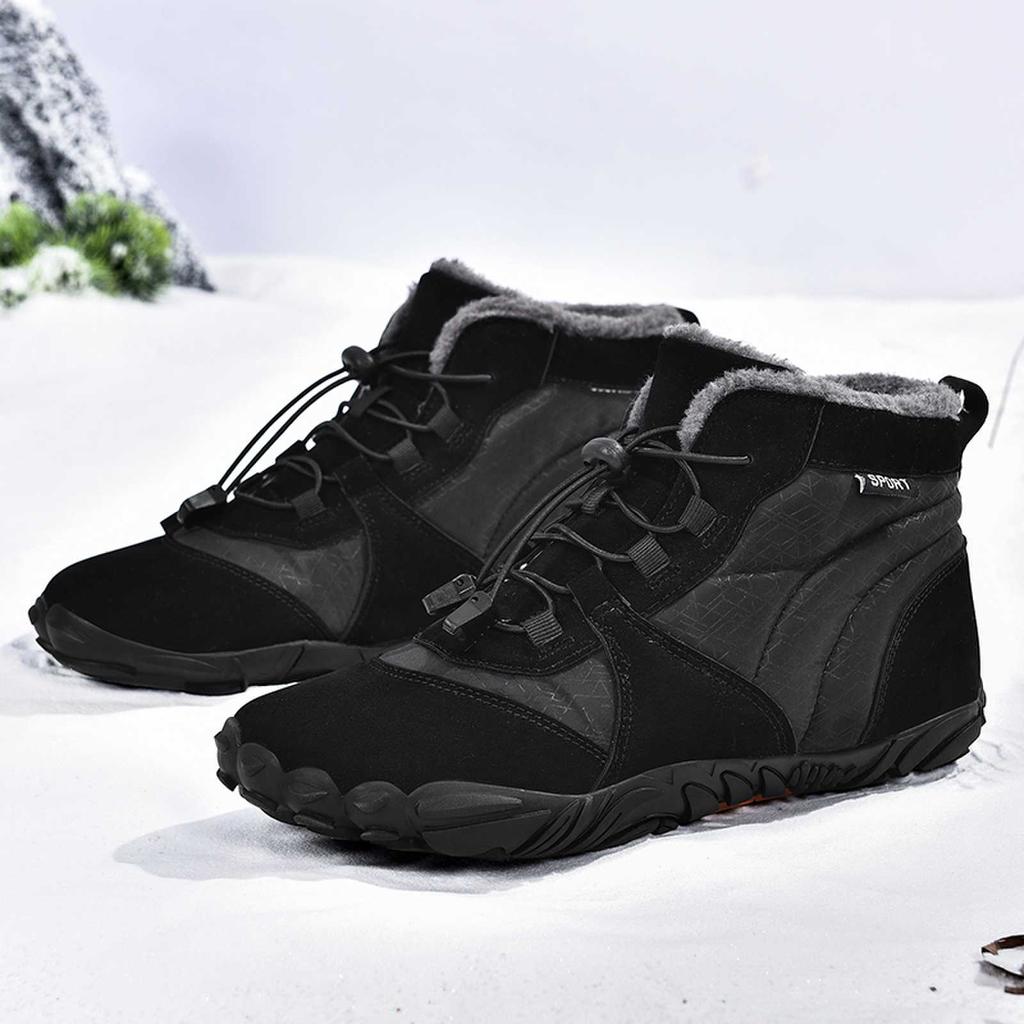 TUINANLE Men Winter Shoes Barefoot Ankle Boots Couple Ankle Snow Shoes Outdoor Hiking Sneakers Fur Warm Plush Boots