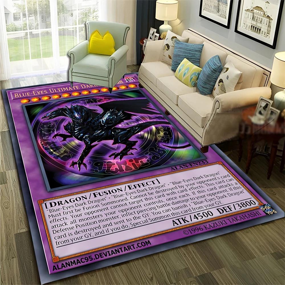Y-Yu-Gi-Oh Monsterkarte Anime Teppich Cartoon Fußmatte für Wohnzimmer und Schlafzimmer Dekorative Fußmatte Kinderbereich Teppich Rutschfester Teppich