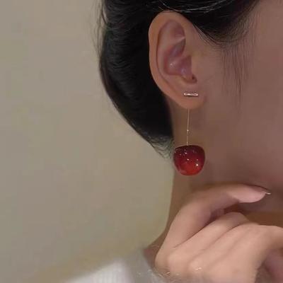 2026 New Cute Red Cherry Stud Earrings for Women Casual Cool Style Fruit-Themed Accessory