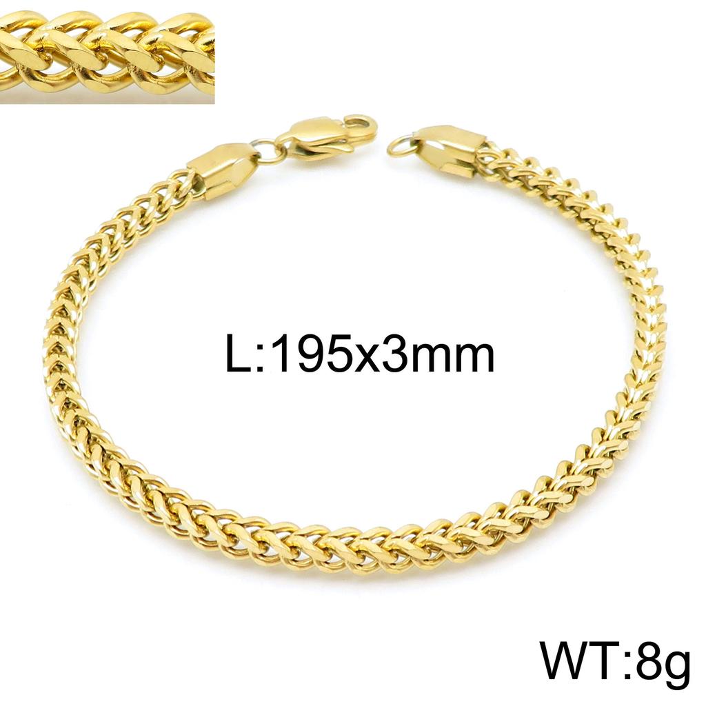 Premium Stainless Steel Front And Back Chain Bracelet, Simple Vacuum Plated Keel Chain, Japanese Buckle Men'S Jewelry