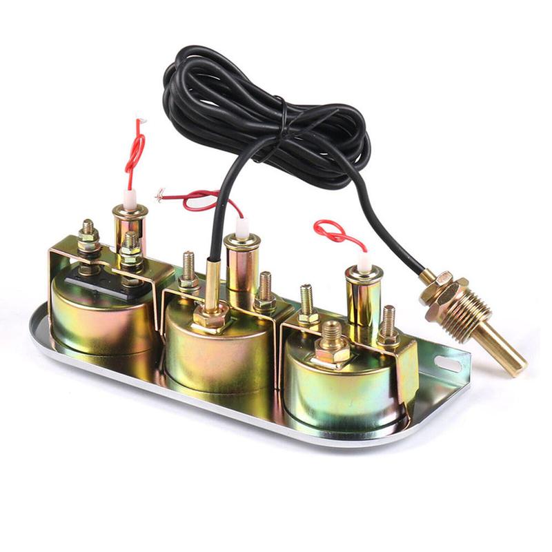 3 In 1 Car Triple Gauge Oil Pressure Water Temperature Current Instrument For Vehicle
