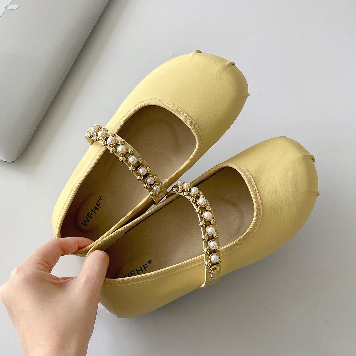 

White French retro light mouth inner height-increasing single shoes women s 2025 new summer skirt soft-soled Mary Jane shoes 40 жёлтый