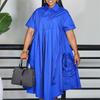 Fashion Women Dress Ladies Skit Loose Fashion Short Sleeve Solid Africa A Word Dress