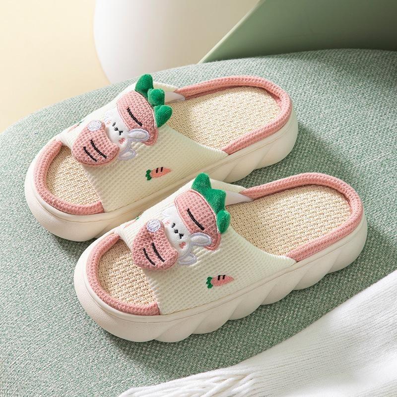 Simpatiche pantofole di mucca Pantofole di lino per interni domestici femminili per coppia Pantofole da esterno con fondo spesso antiscivolo Pantofole da donna con scivoli