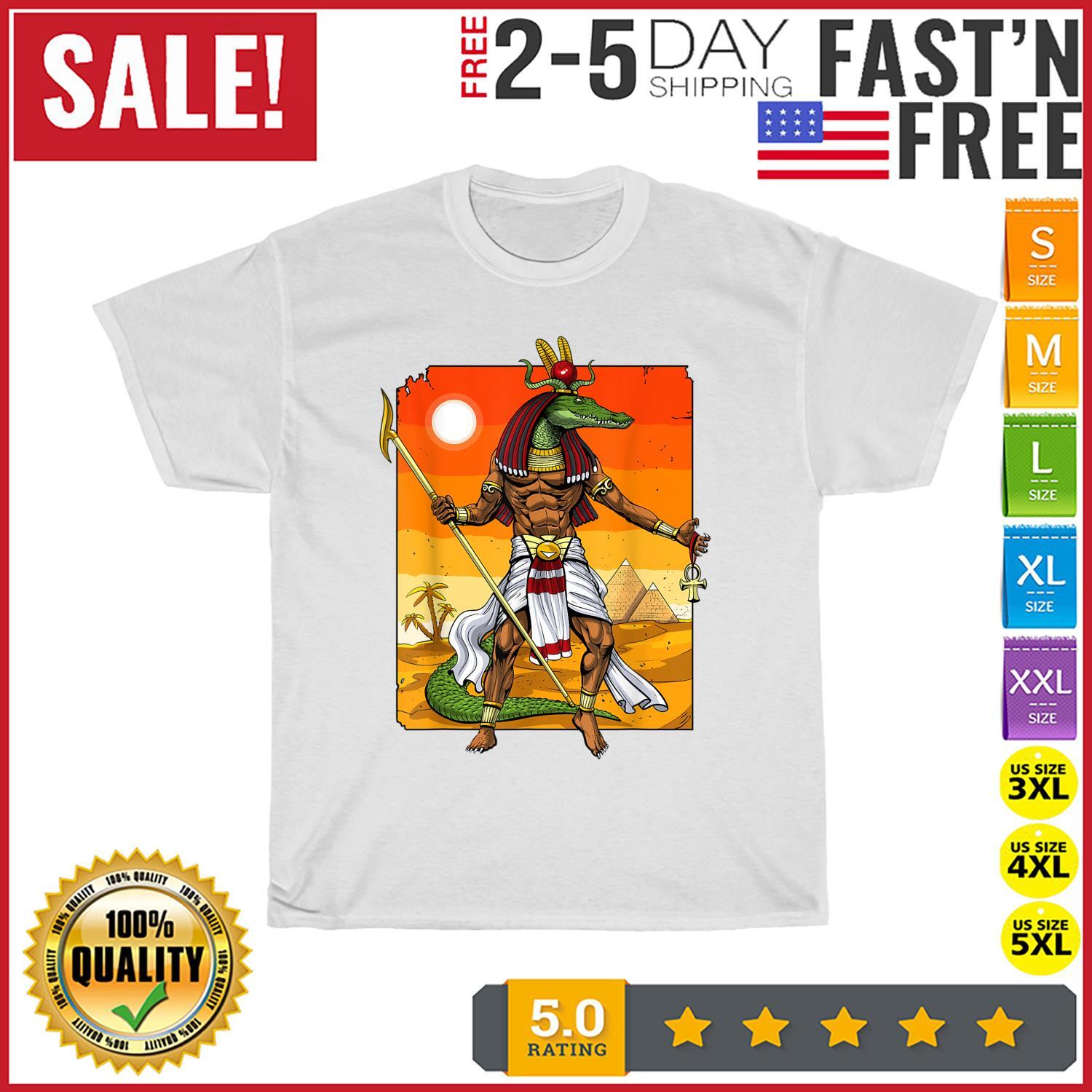 Egyptian God Sobek Ancient Egypt Mythology Pyramids Pharaoh T Shirt Mens Womens Tees Top Men Women L