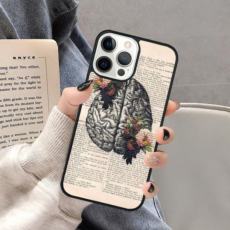 Vintage Anatomy Heart Brain Nurse Phone Case for iPhone 17 Air 16 16e 15 Plus for Apple 13 11 12 14 Pro Max Cover coque