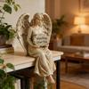 Schutzengel Regal-Sitzer Passt auf dich auf Engelsfigur Handbemalt Sitzender Engel Harzstatue Skulptur Heim- und Bürodekoration