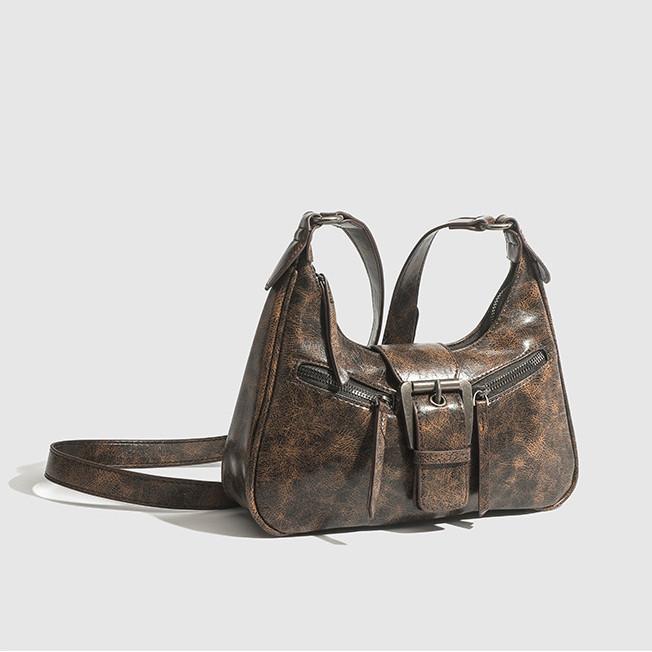 IELGY Geantă semilună la subrat la modă Maillard, geantă retro de umăr