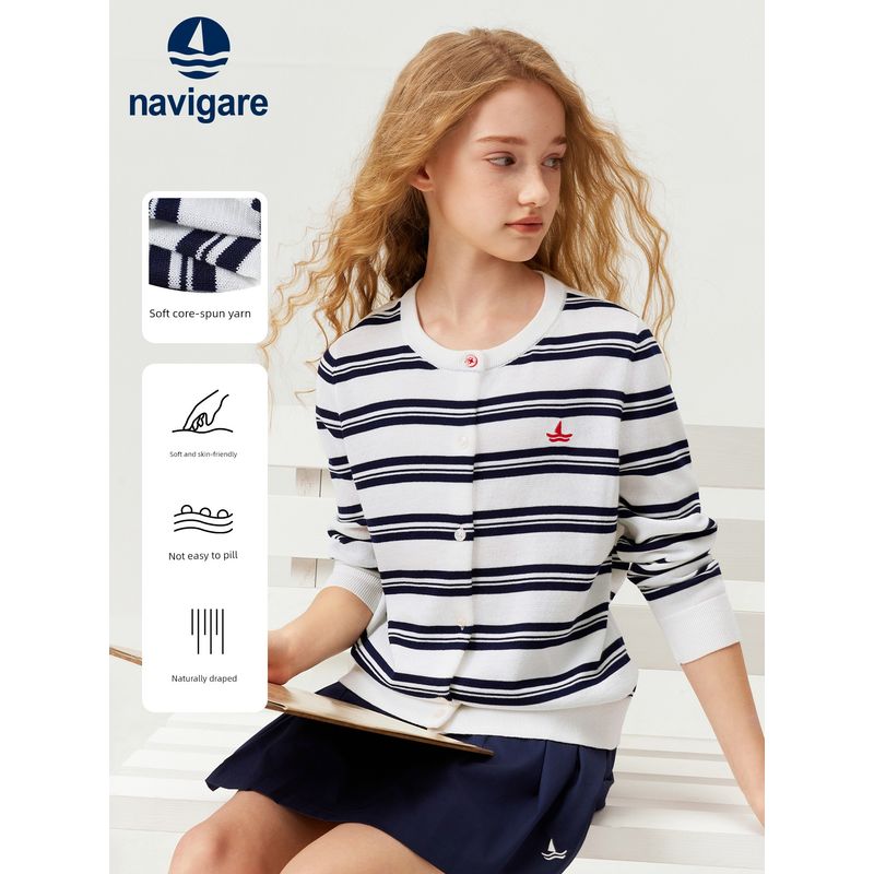 Navigare Italian Small Sailboat Sweater for Boys and Girls, 2026 Spring Knitwear Jacket and Inner Top