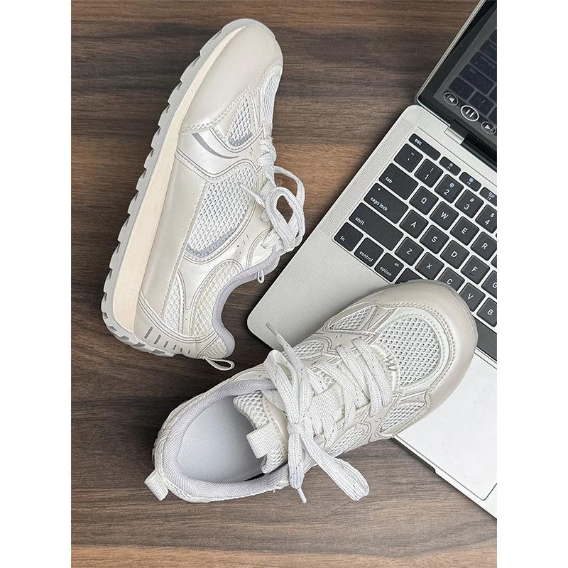 Silver Platform Heightening Moral Training Shoes Women's 2025 New Fashion Versatile Mesh Breathable Sports and Leisure Forrest Gump Shoes