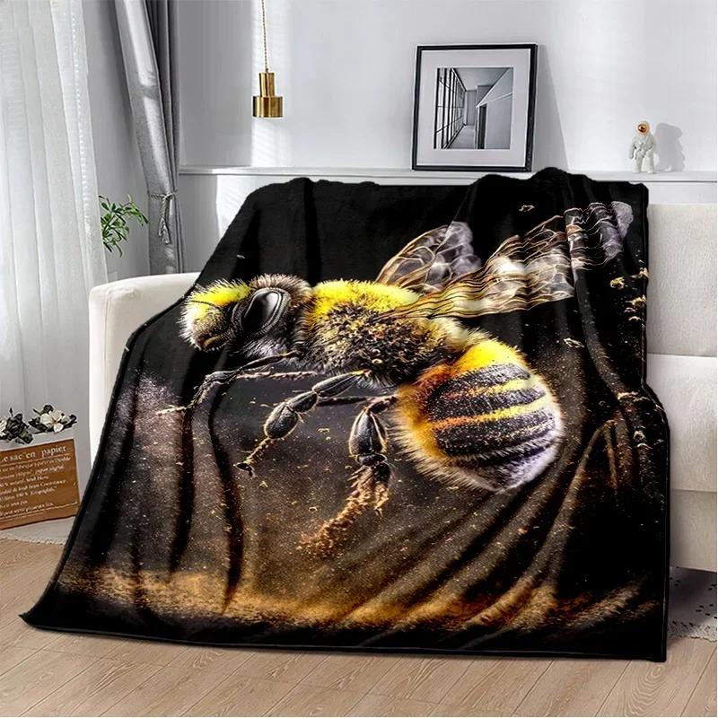 Cute Bee Honey Insect Cartoon Blanket,Soft Throw Blanket for Home Bedroom Bed Sofa Picnic Travel Office Rest Cover Blanket Kids