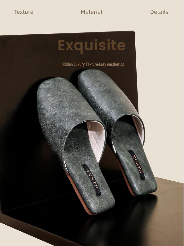 Cloud Group Autumn Minimalist Leather Slippers: Unisex, Non-Slip, All-Season Indoor Shoes