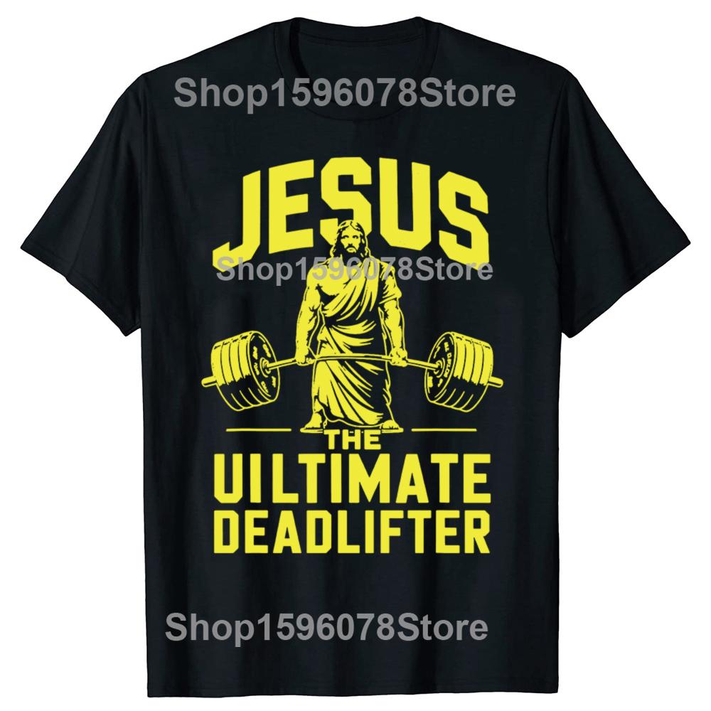 

Funny Vintage Jesus The Ultimate Deadlifter Graphic Tshirt Men Women Hip Hop Oversized T Shirt 100 Cotton Comfort Tshirts 4XL