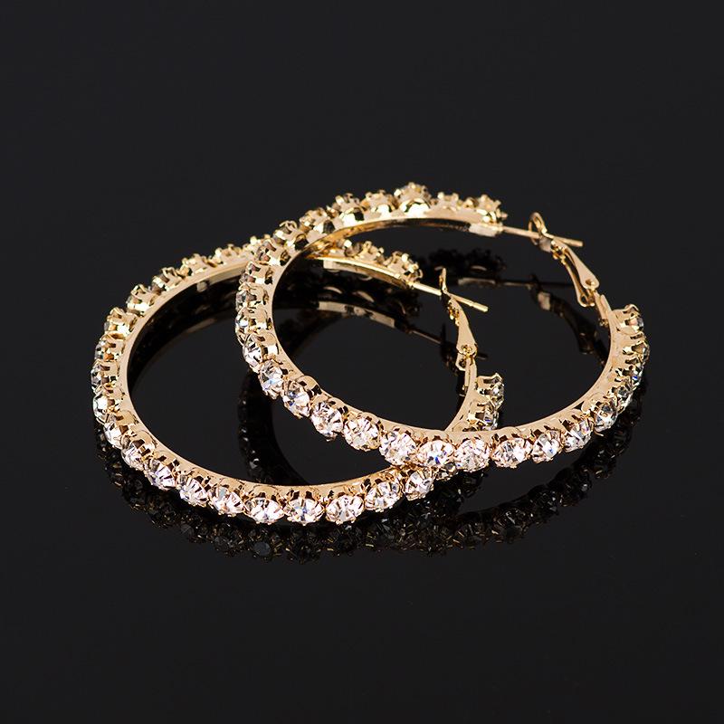 Trendy Round Zircon Circle Large Earrings - Women's Fashionable Accessories