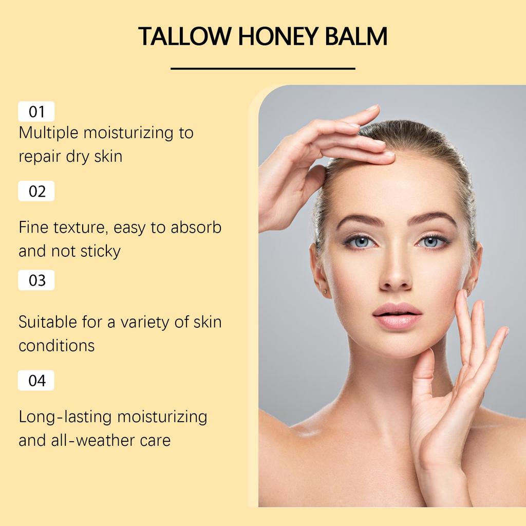 Feuchtigkeitscreme mit Talg, feuchtigkeitsspendender Talgbalsam mit Honig und Bienenwachs, Feuchtigkeitscreme für Körper und Gesicht(1 Stück)