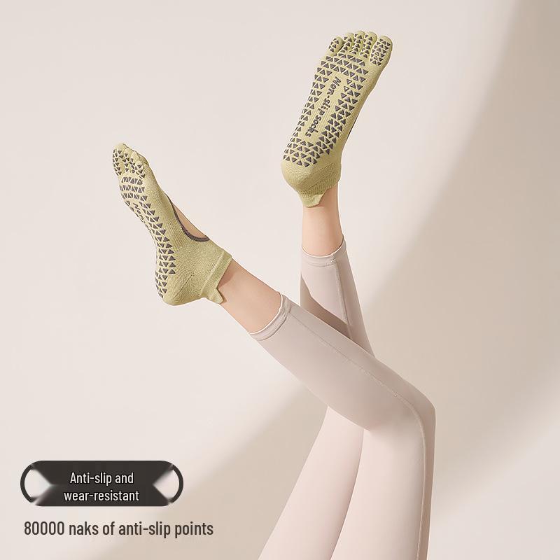 Split Toe Open Back Non-Slip Pilates & Yoga Five-Finger Socks for Women One Size