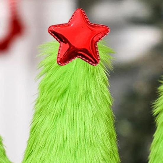 Grüne Plüsch Weihnachtsbaumschmuck Weiche Fellige Weihnachtsdeko mit Sternspitze Feiertags-Tischdekorationen Partyzubehör