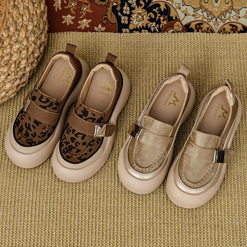 Mocasini cu platformă leopard Pantofi de piele întoarsă Pantofi sport pentru femei Balerini casual Sport Femei Brand Toamnă Alergare 2024 Tendință Confortabili Zapatilas Mujer