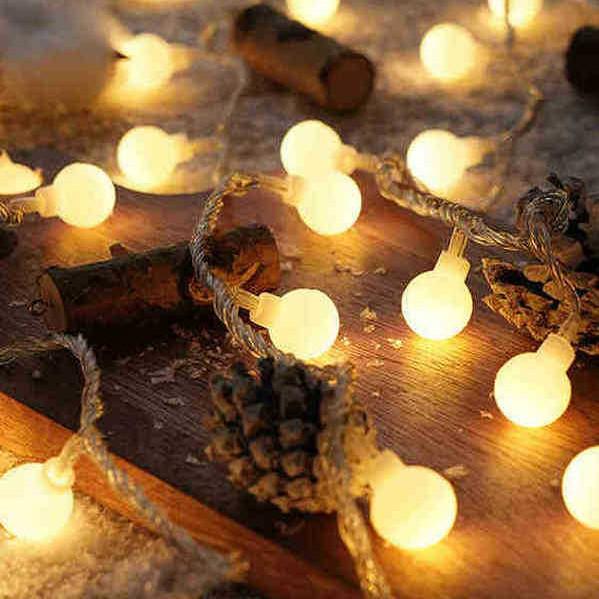 LED Flashing Fairy String Lights - Battery Operated Round Ball Christmas Decoration 