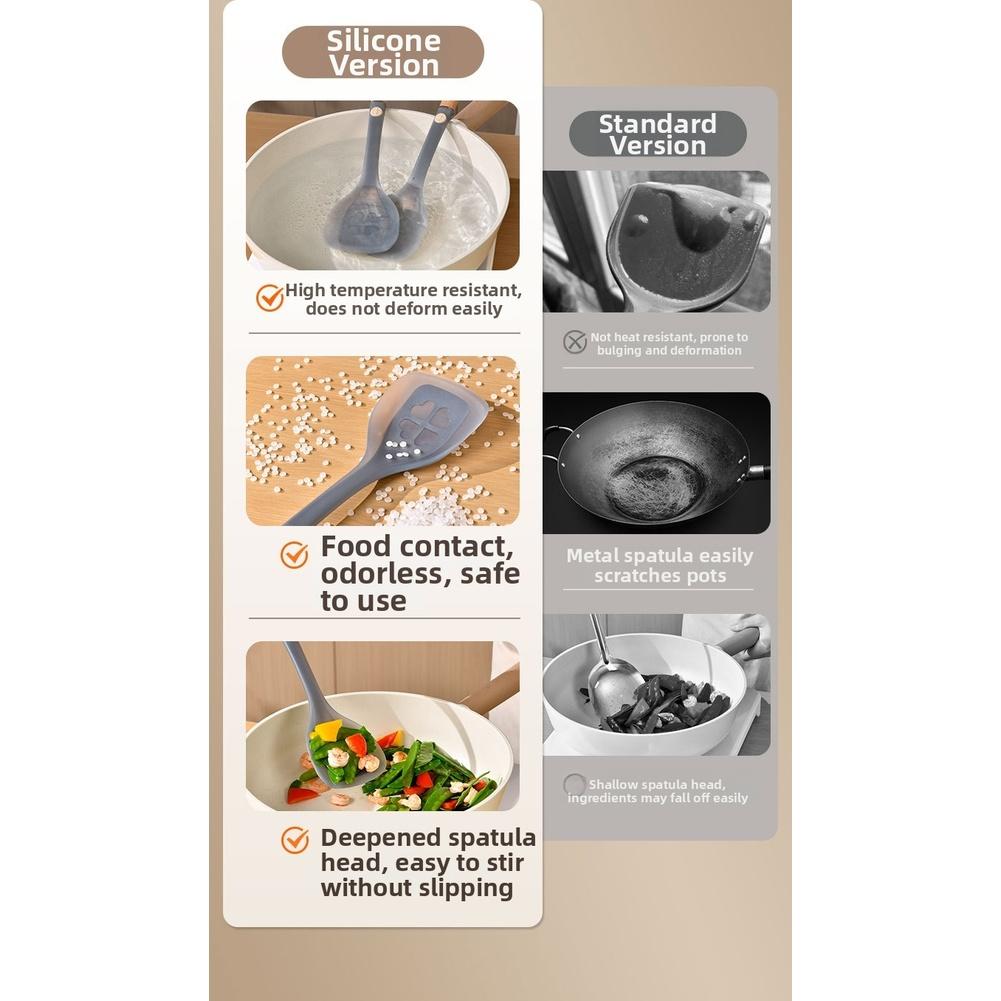 Silicone Spatula for Nonstick Cookware with Beech Wood Handle Heat Resistant up to 230 Celsius for Safe Cooking