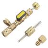 Gold Aluminum Alloy Valve Core Removal Tool With 1/4 5/16 Inch Brass Adapter For R12 R22 R404A R410A AC Refrigeration Repair